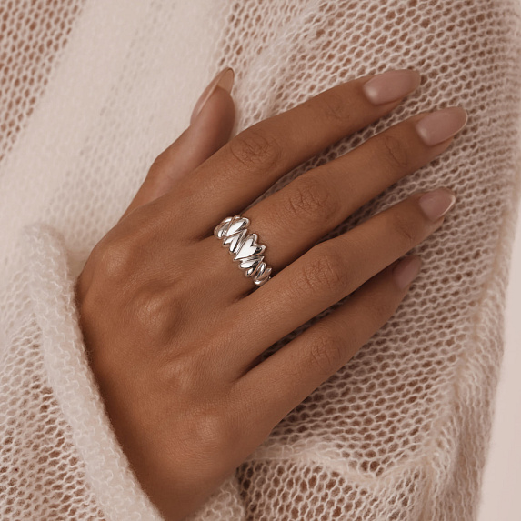 Серебряное кольцо сердца MIESTILO Miestilo