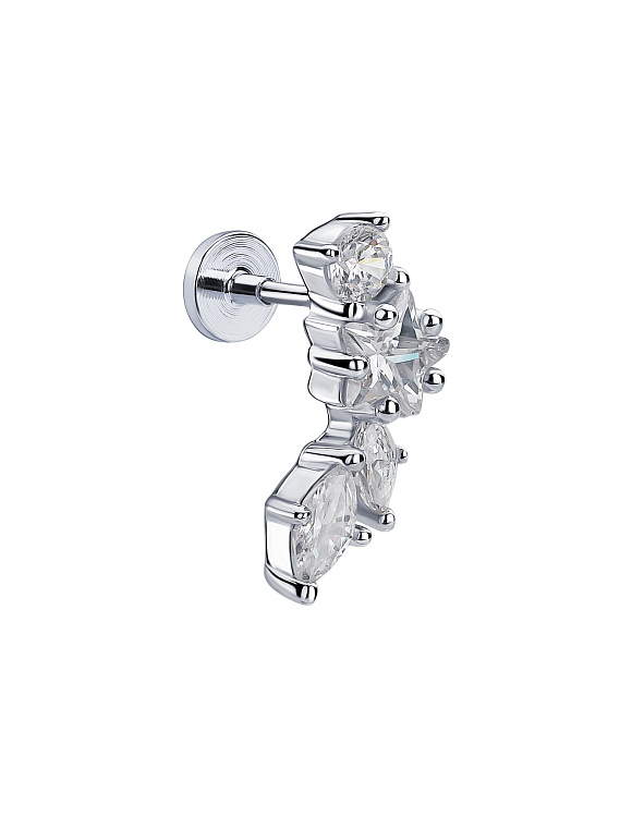 Серебряный пирсинг с фианитами Miestilo  2