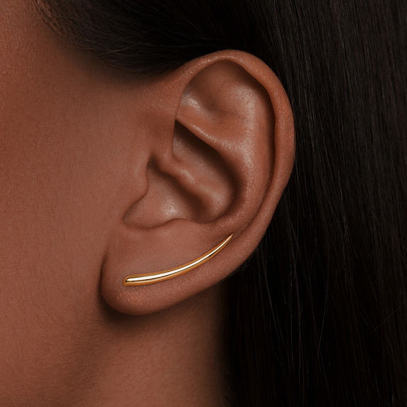 Серьги клаймберы серебро 925 серебряные без застежки в позолоте Miestilo