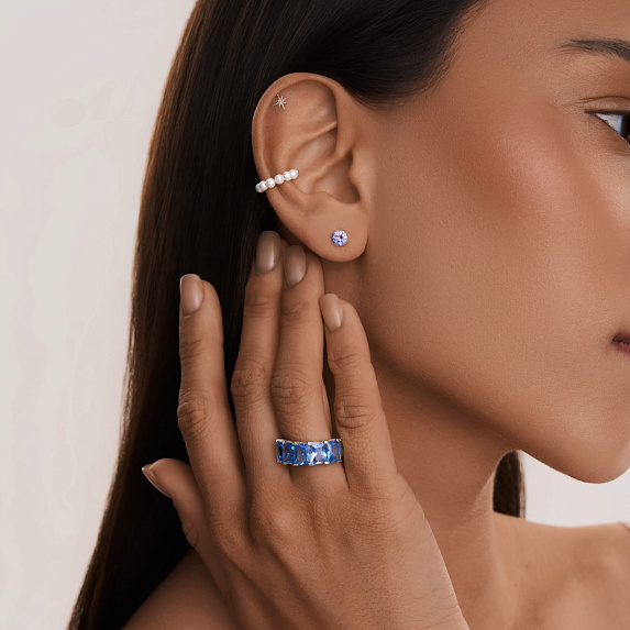 Серебряный пирсинг Исида с фианитами Miestilo