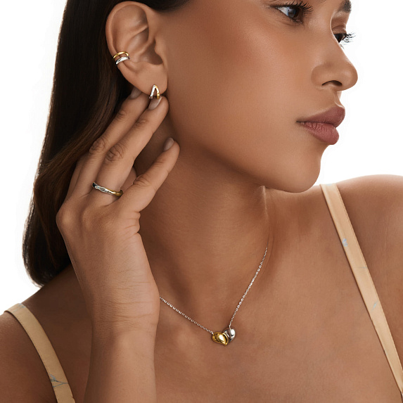 Серьги кольца из серебра Биколор Miestilo