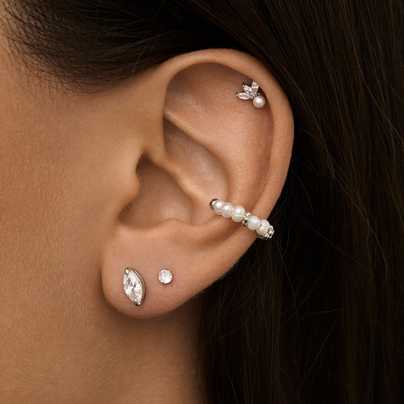 Серьги серебро 925 гвоздики серебряные с камнем Miestilo