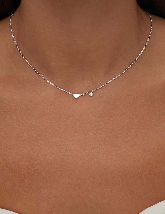 Подвеска на шею серебро 925 сердце Miestilo