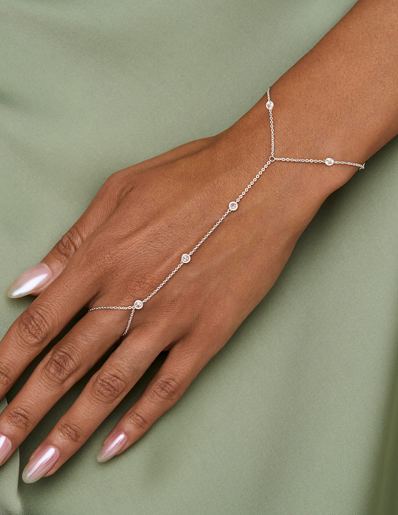 Слейв браслет серебро 925 серебряный на руку с кольцом Miestilo