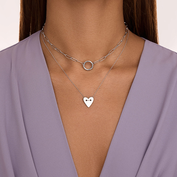 Серебряное колье крупная цепь с застежкой на кольце Miestilo