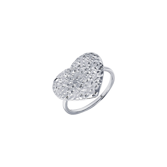 Серебряное кольцо сердце с мятым эффектом Miestilo
