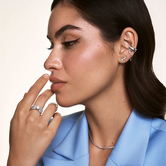 Серьги серебро 925 серебряные гвоздики женские с фианитами Miestilo