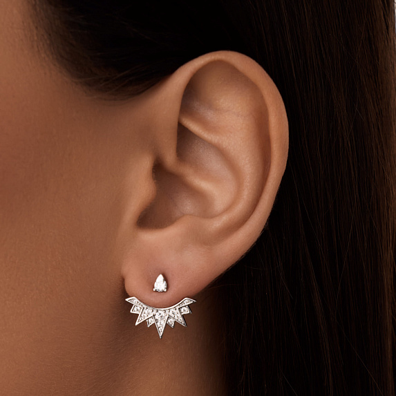 Серебряные серьги трансформеры с фианитами Miestilo