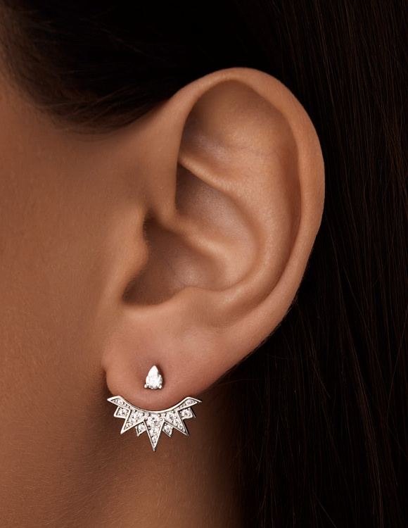 Серебряные серьги трансформеры с фианитами Miestilo