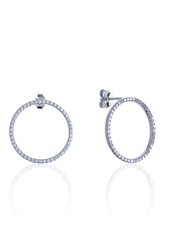 Серебряные акцентные пусеты с кругом из фианитов MIESTILO  Miestilo  2