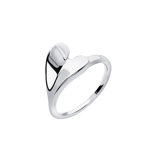 Серебряное кольцо сердце без вставок Miestilo