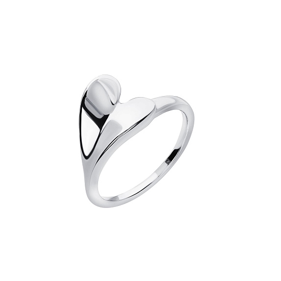 Серебряное кольцо сердце без вставок Miestilo