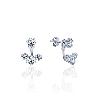 Серебряные серьги-джекеты с фианитами MIESTILO  Miestilo