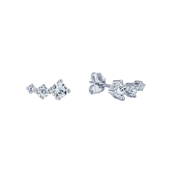 Серьги серебро 925 серебряные гвоздики женские с фианитами Miestilo