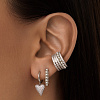 Серьги кольца серебро 925 женские висячие сердечки Miestilo