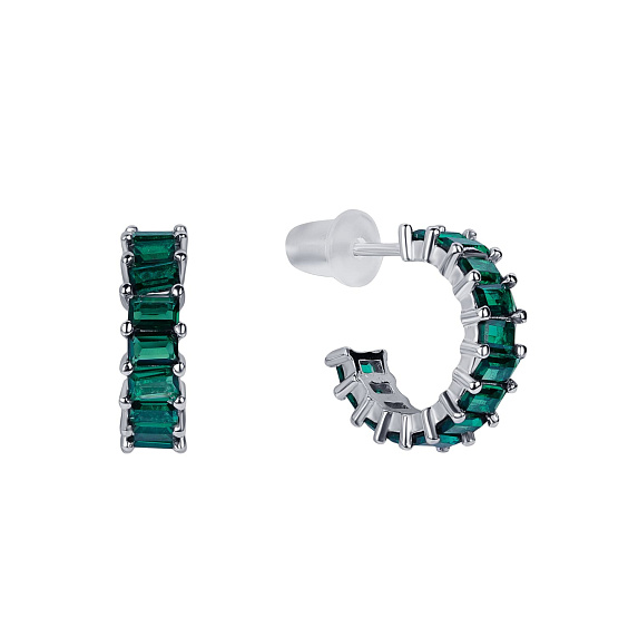 Серьги кольца серебро 925 гвоздики серебряные с камнями Miestilo