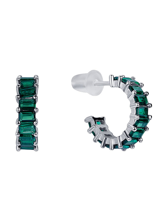 Серьги кольца серебро 925 гвоздики серебряные с камнями Miestilo  2