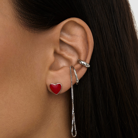 Серьги серебро 925 серебряные гвоздики сердечки Miestilo