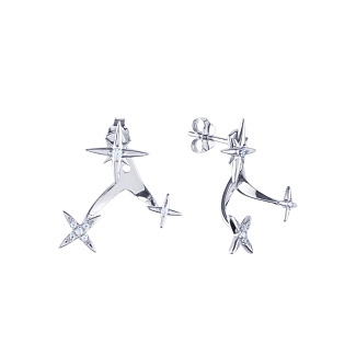 Серебряные серьги джекеты со звёздами и фианитами Isida Miestilo