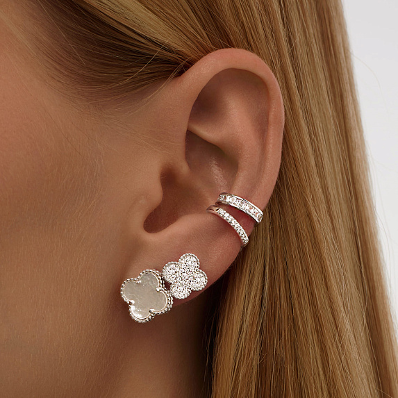 Серьги серебро 925 серебряные гвоздики клевер Miestilo