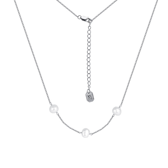 Серебряное колье с натуральным жемчугом Miestilo