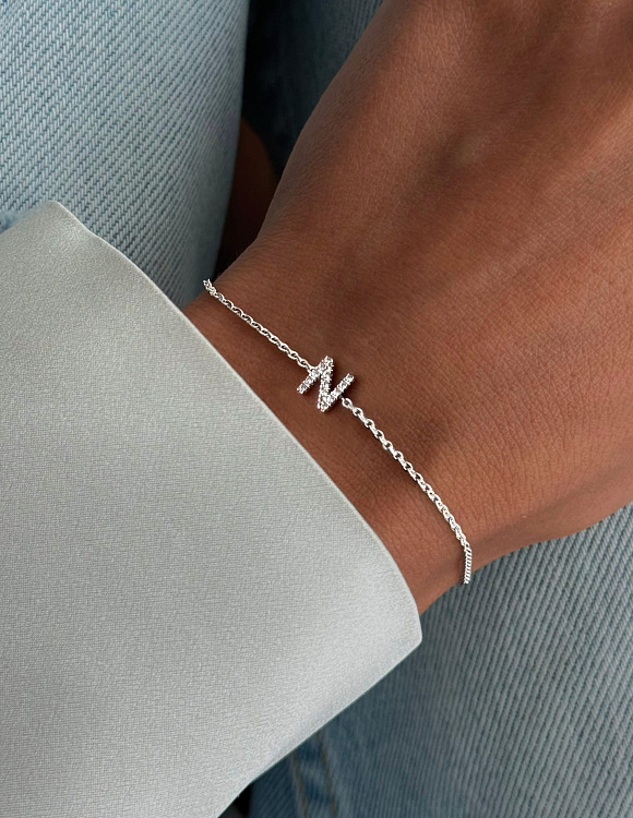 Серебряный браслет с буквой N MIESTILO Miestilo