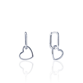 Минималистичные серебряные серьги-конго с подвеской в форме сердца MIESTILO  Miestilo