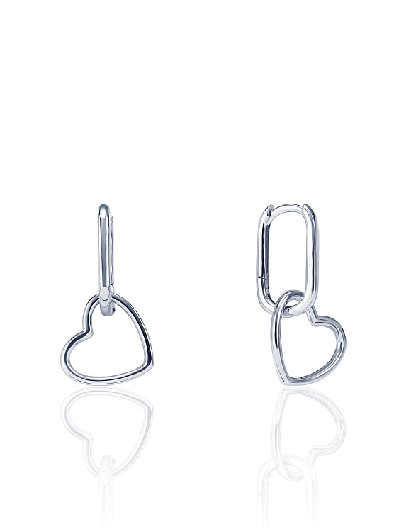 Минималистичные серебряные серьги-конго с подвеской в форме сердца MIESTILO  Miestilo  2