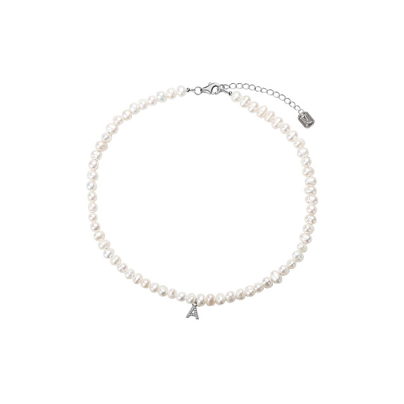 Колье на шею серебро 925 жемчуг буква а Miestilo