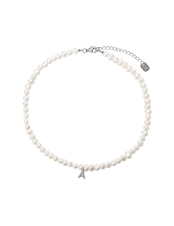 Колье на шею серебро 925 жемчуг буква а Miestilo  2