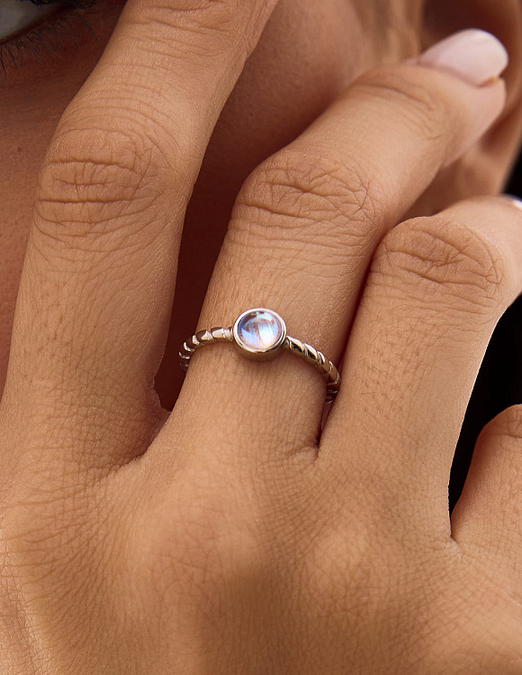 Кольцо серебро 925 женское безразмерное серебряное кольца женские регулируемые на фалангу с лунным к Miestilo