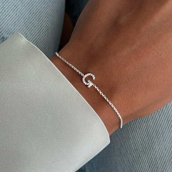 Браслет серебро 925 серебряный с буквой G ювелирный Miestilo