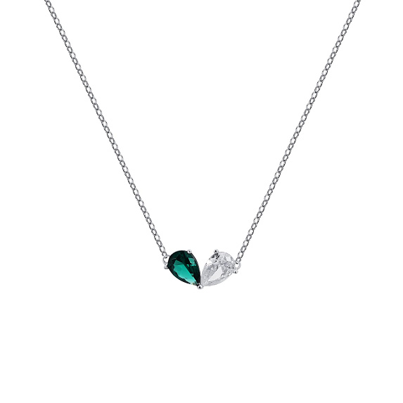 Серебряное колье с фианитами в огранке груша Miestilo