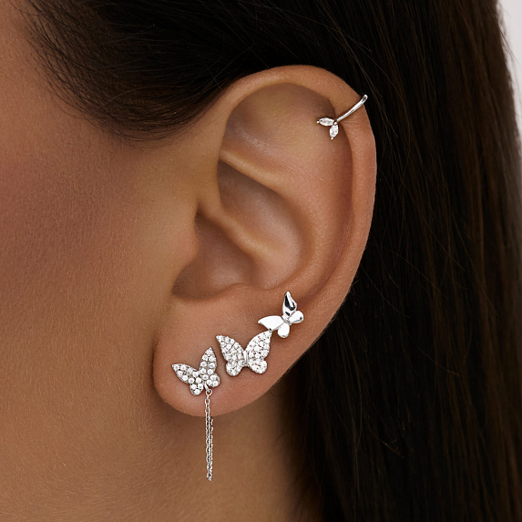 Серьги серебро 925 серебряные гвоздики женские бабочки Miestilo