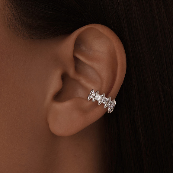 Серебряный кафф с фианитами Miestilo