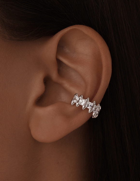 Серебряный кафф с фианитами Miestilo