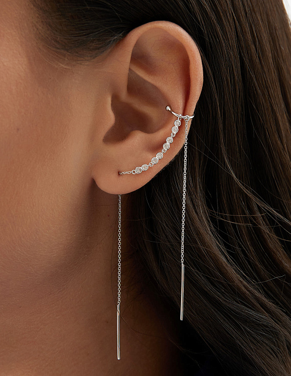 Моносерьга серебро 925 серьга кафф серебряная протяжка Miestilo