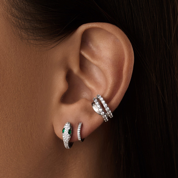 Моносерьга серебро 925 серьга кольцо серебряная одиночная Miestilo
