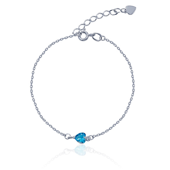 Браслет из серебра с голубым фианитом в огранке сердце MIESTILO Miestilo