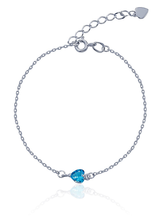 Браслет из серебра с голубым фианитом в огранке сердце MIESTILO Miestilo  2