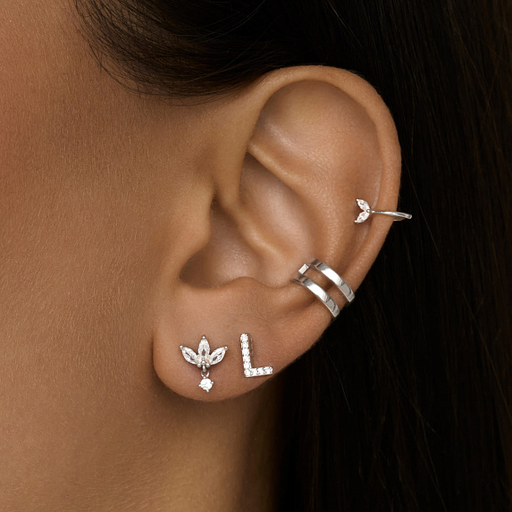 Моносерьга серебро 925 гвоздик c буквой L Miestilo