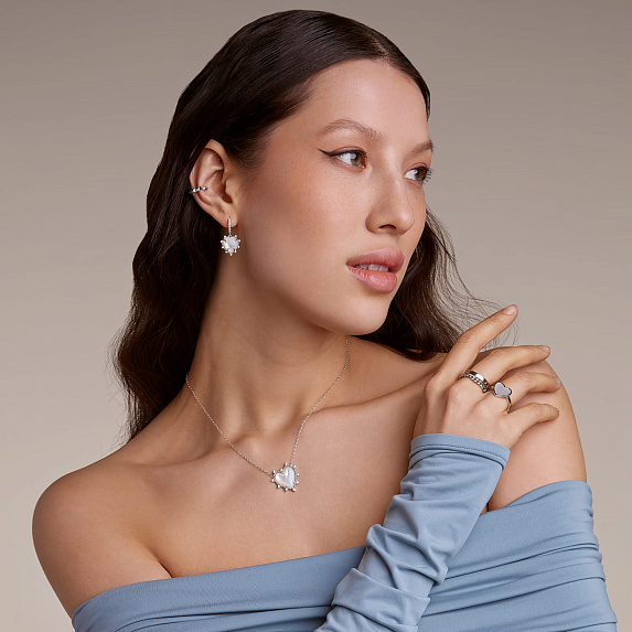 Серебряное двойное кольцо с цепью Miestilo