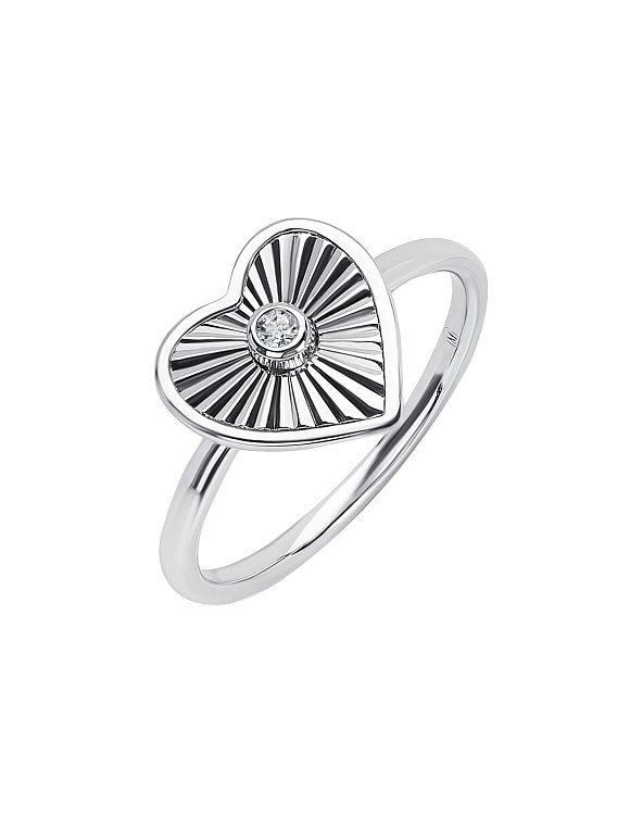 Кольцо серебро 925 ювелирное сердце с камнем Miestilo  2