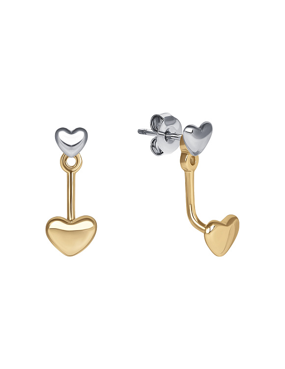 Серебряные серьги трансформеры биколор сердца Miestilo  2