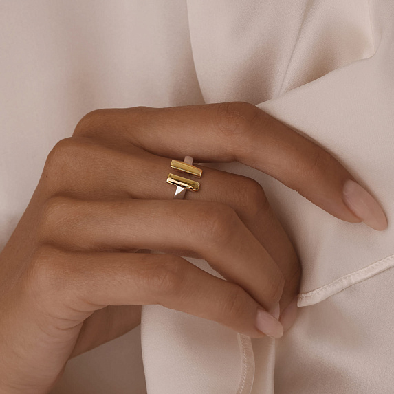 Серебряное кольцо биколор Miestilo