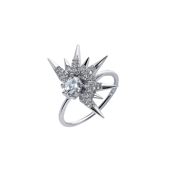 Серебряное кольцо с фианитами Miestilo