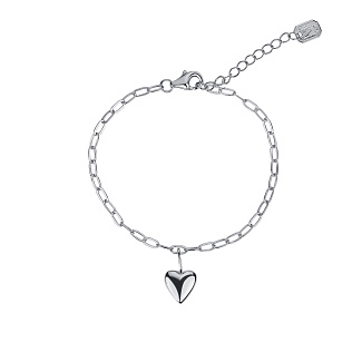 Серебряный браслет с подвеской сердце Miestilo
