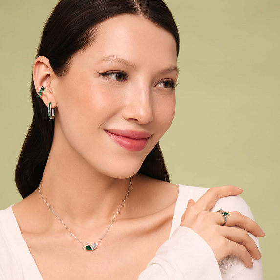Серебряное колье с фианитами в огранке груша Miestilo