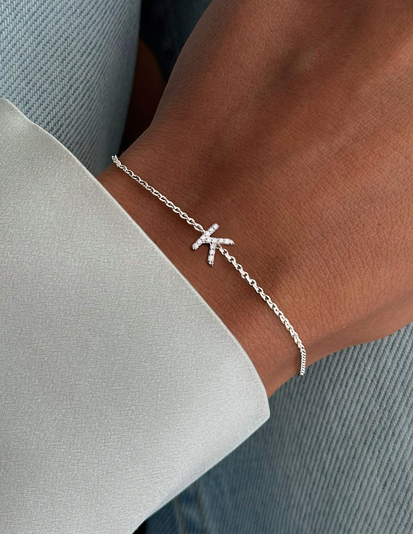 Серебряный браслет с буквой К MIESTILO Miestilo