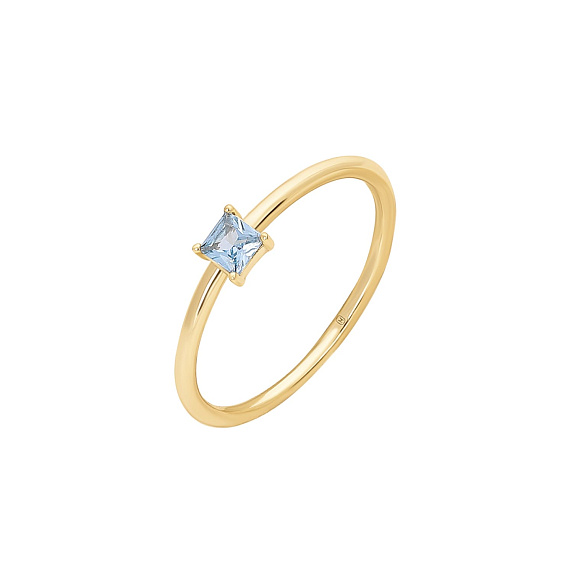 Серебряное кольцо позолоченное с фианитом в огранке квадрат Miestilo